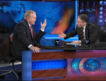 Jon Stewart Finds Lou Dobbs's Views "Abhorrent and Wrong," Doesn't Ask About Them
