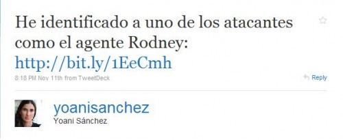 Yoani Attacker Tweet