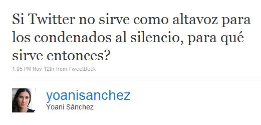 Yoani Speaker Tweet