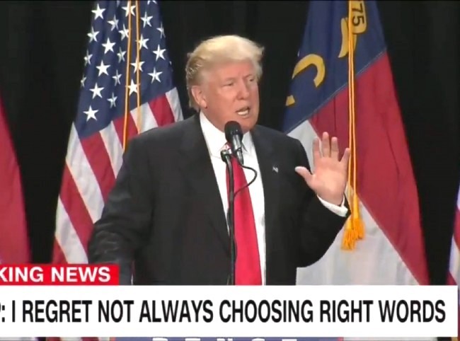 Trump Says He Has 'Regret' for Saying the 'Wrong Things'