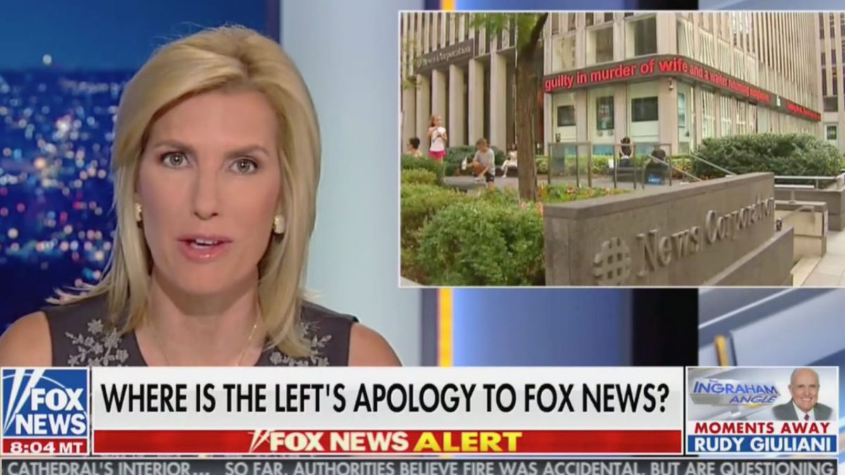 Fox News’ Laura Ingraham The Left Owes Plenty of Apologies Tonight