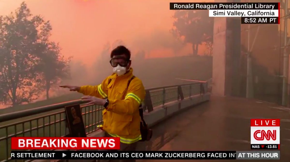 CNN Airs Live Coverage of California Fires Outside Reagan Library