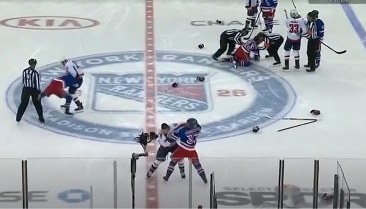 Rangers Capitals NHL Game Begins With Six Fights