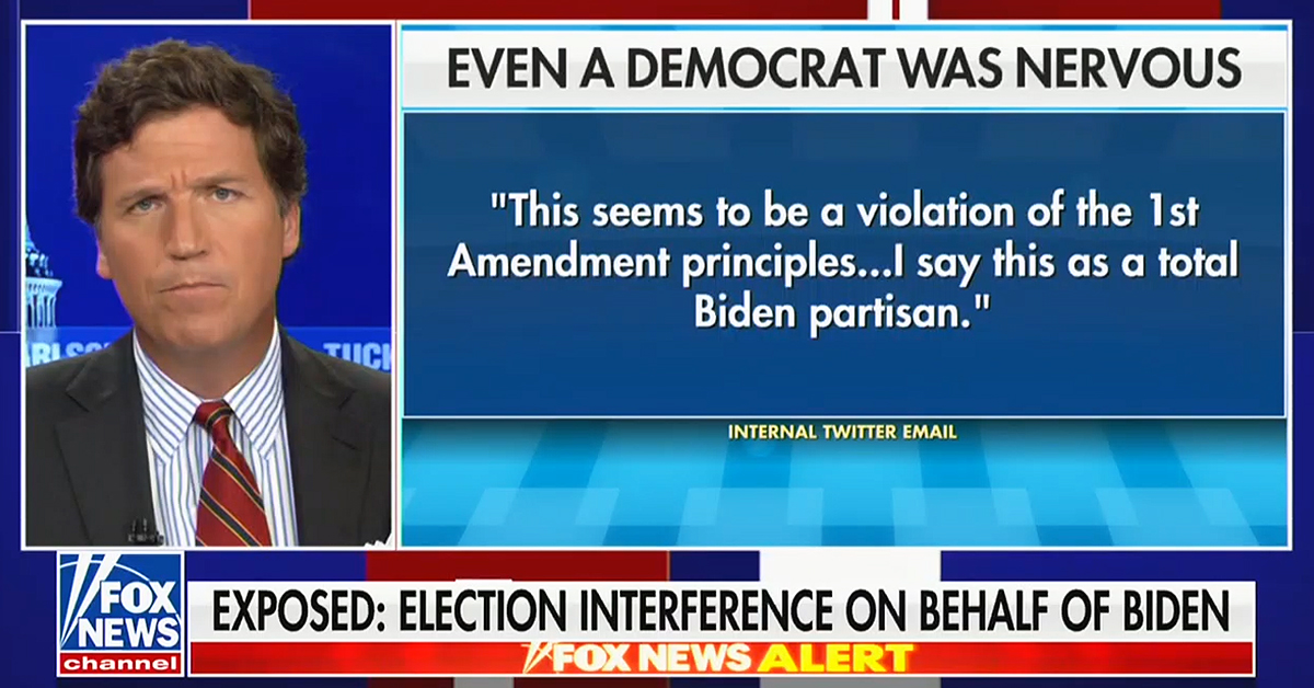 Tucker Carlson Praises Democrat For Objection To Censoring Hunter Biden 