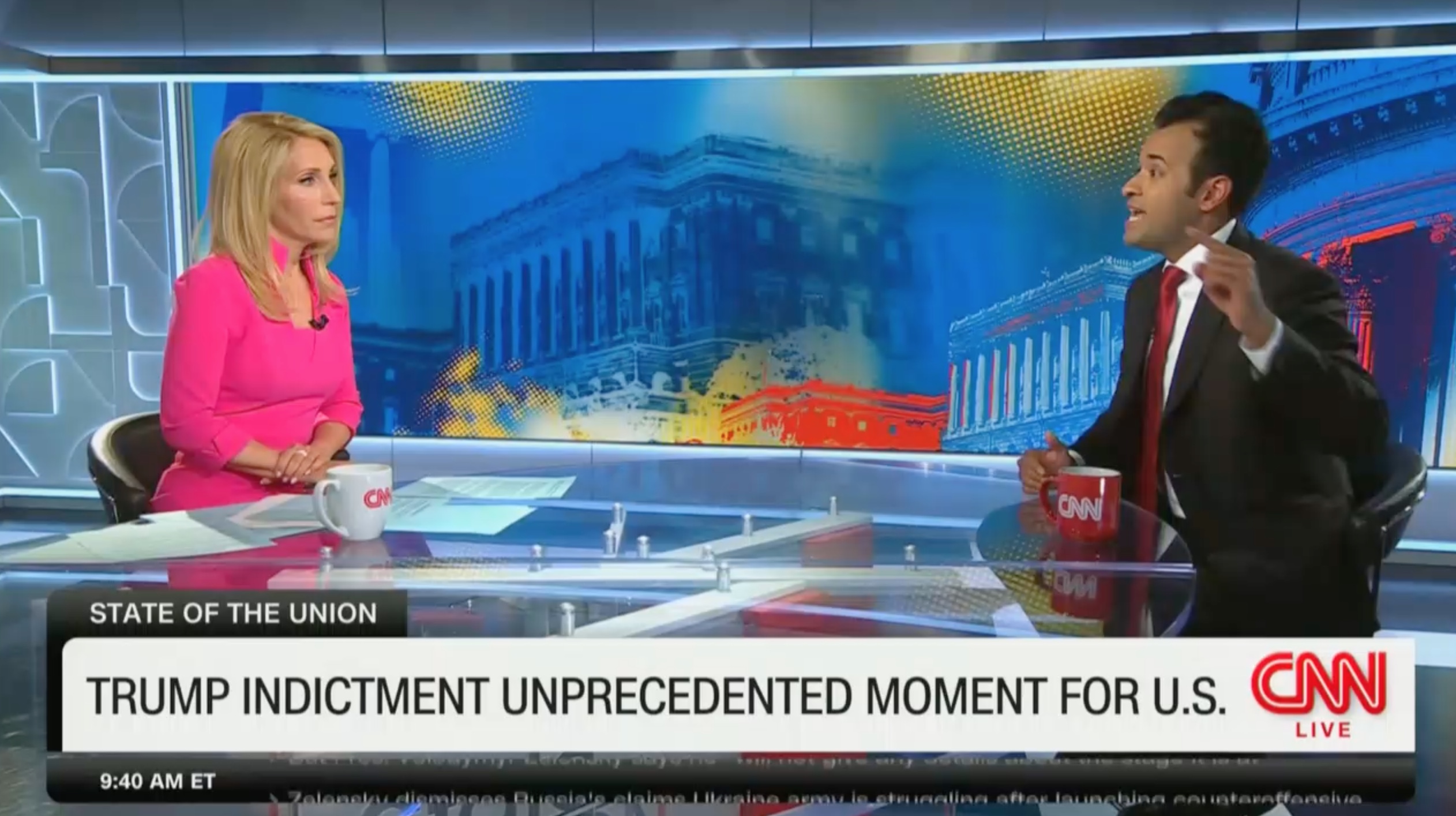 Vivek Ramaswamy, Dana Bash Clash Over Trump Indictment