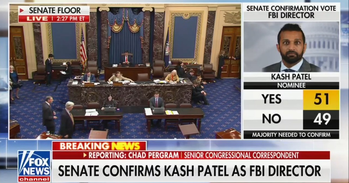 JUST IN: Kash Patel Confirmed As FBI Director As Two Republican Senators Break Ranks