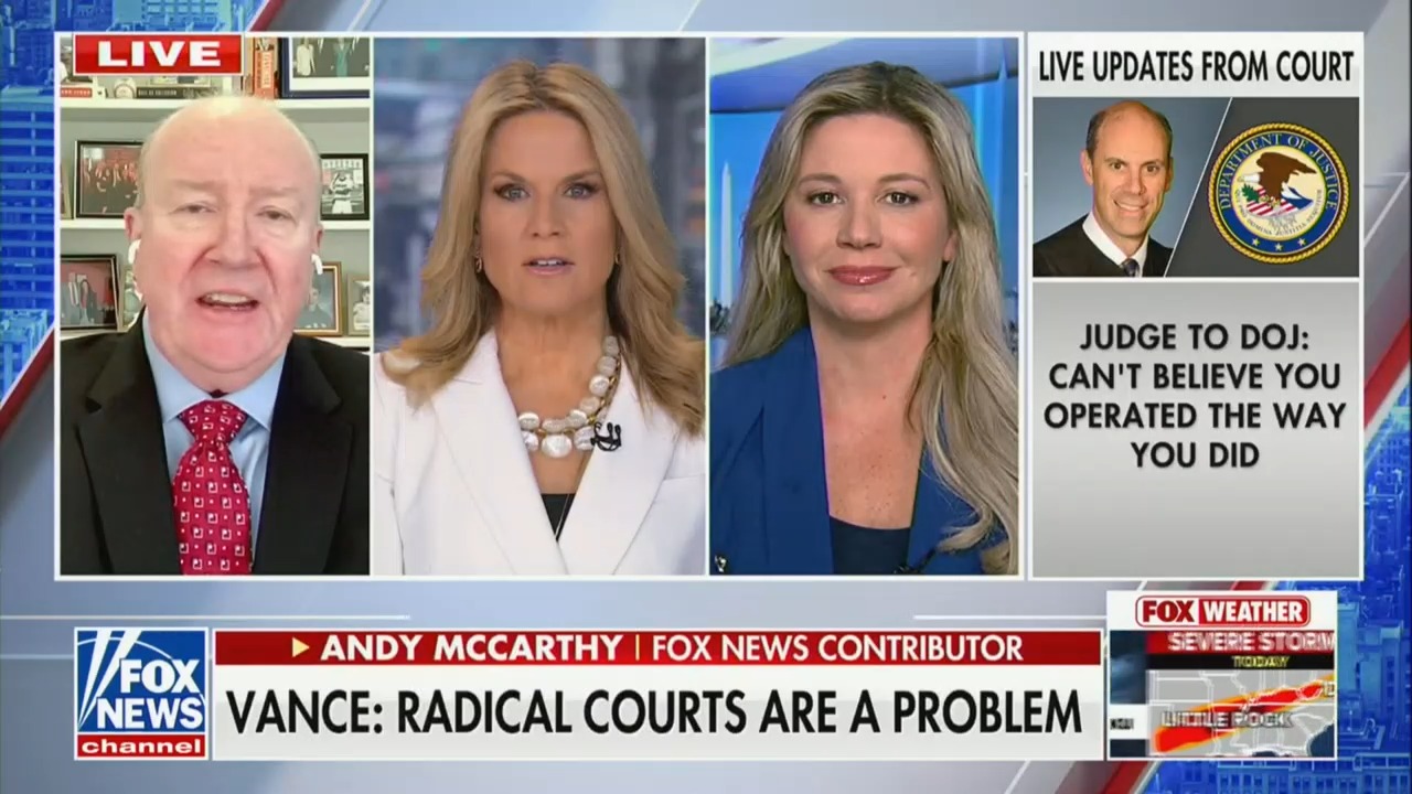 Fox's Andy McCarthy Rebukes JD Vance Over Trump Deportation Strategy: In the United States, We Have Due Process of Law'