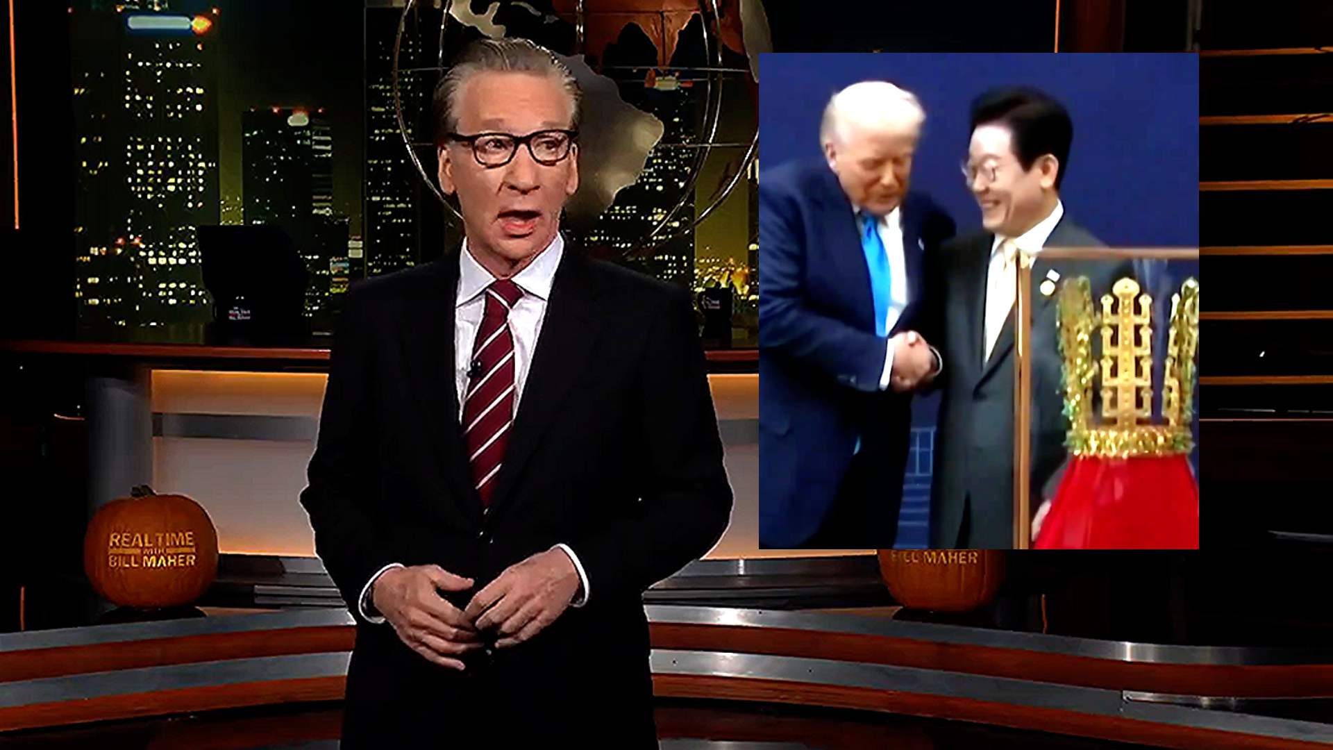 Bill Maher Roasts Trump Over Kingly' Moves After Golden Crown Gift