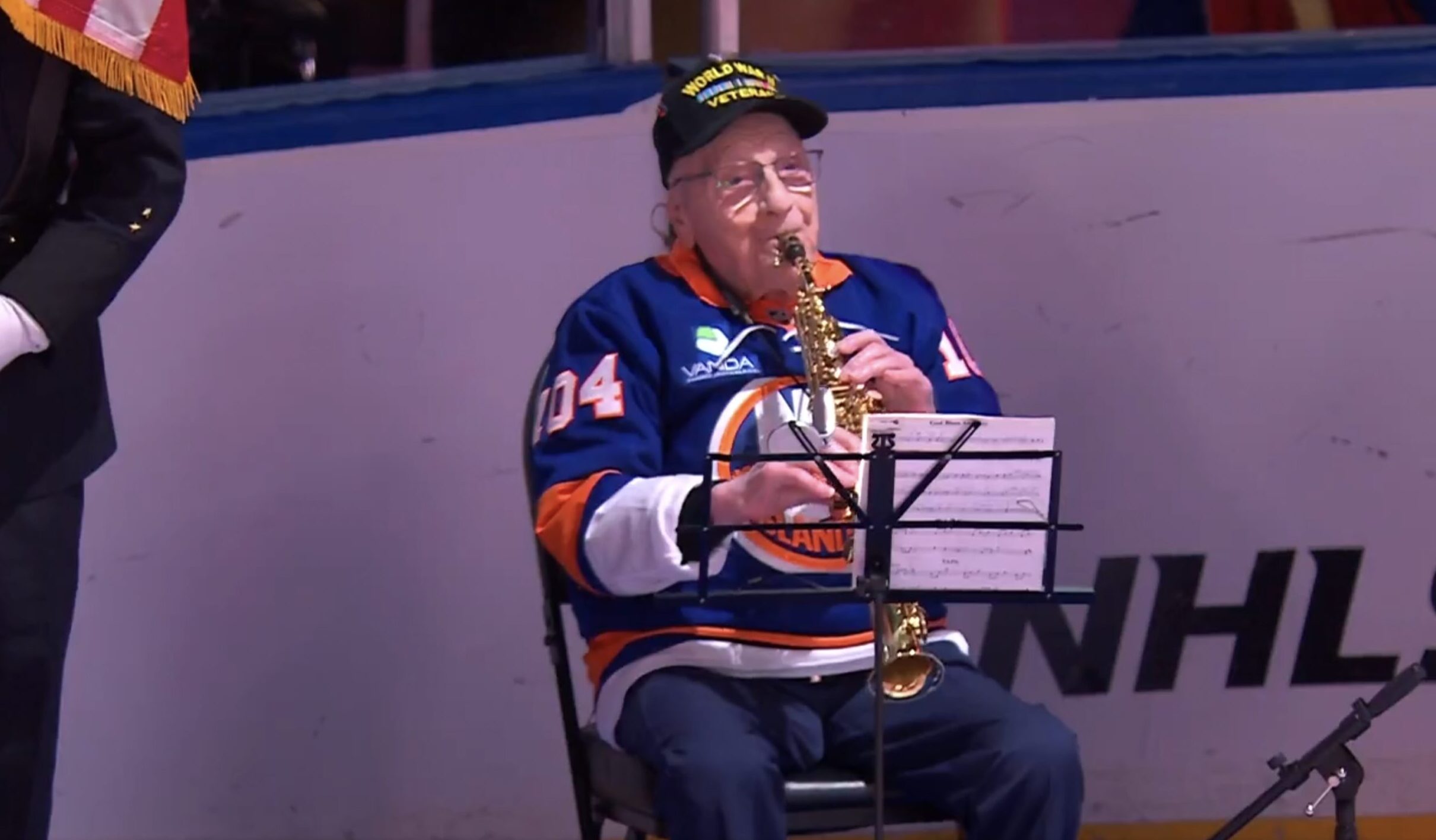 VIDEO: 104-Year-Old WWII Vet Dominick Critelli Plays Anthem