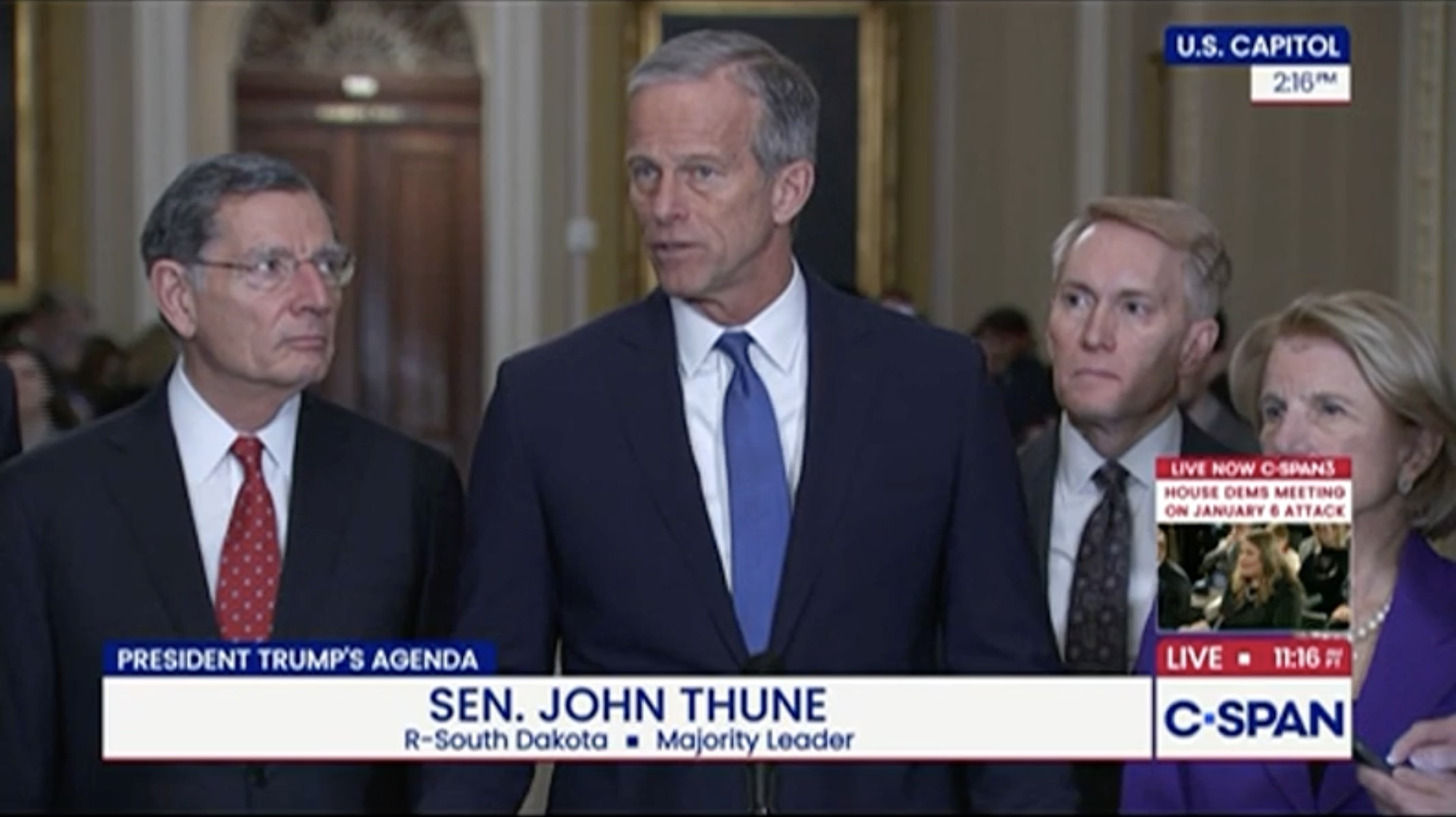 John Thune Praises Capitol Police When Asked About Trump's J6 Website Claiming They Committed Murder