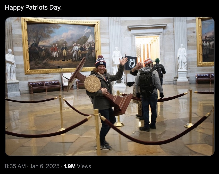 Pardoned Jan. 6 ‘Podium Guy’ Running for Office in Florida — Campaign Logo Is Him Parading Around Pelosi’s Lectern