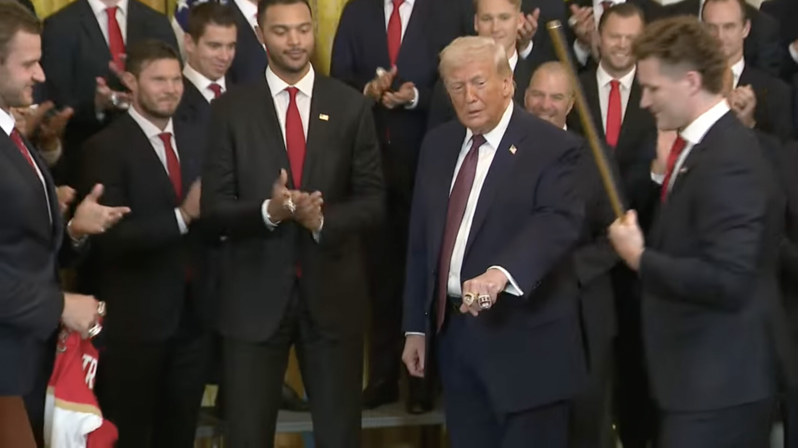 Florida Panthers Bring a Whole Host of Gifts for Trump During White House Visit, Including 2 Rings