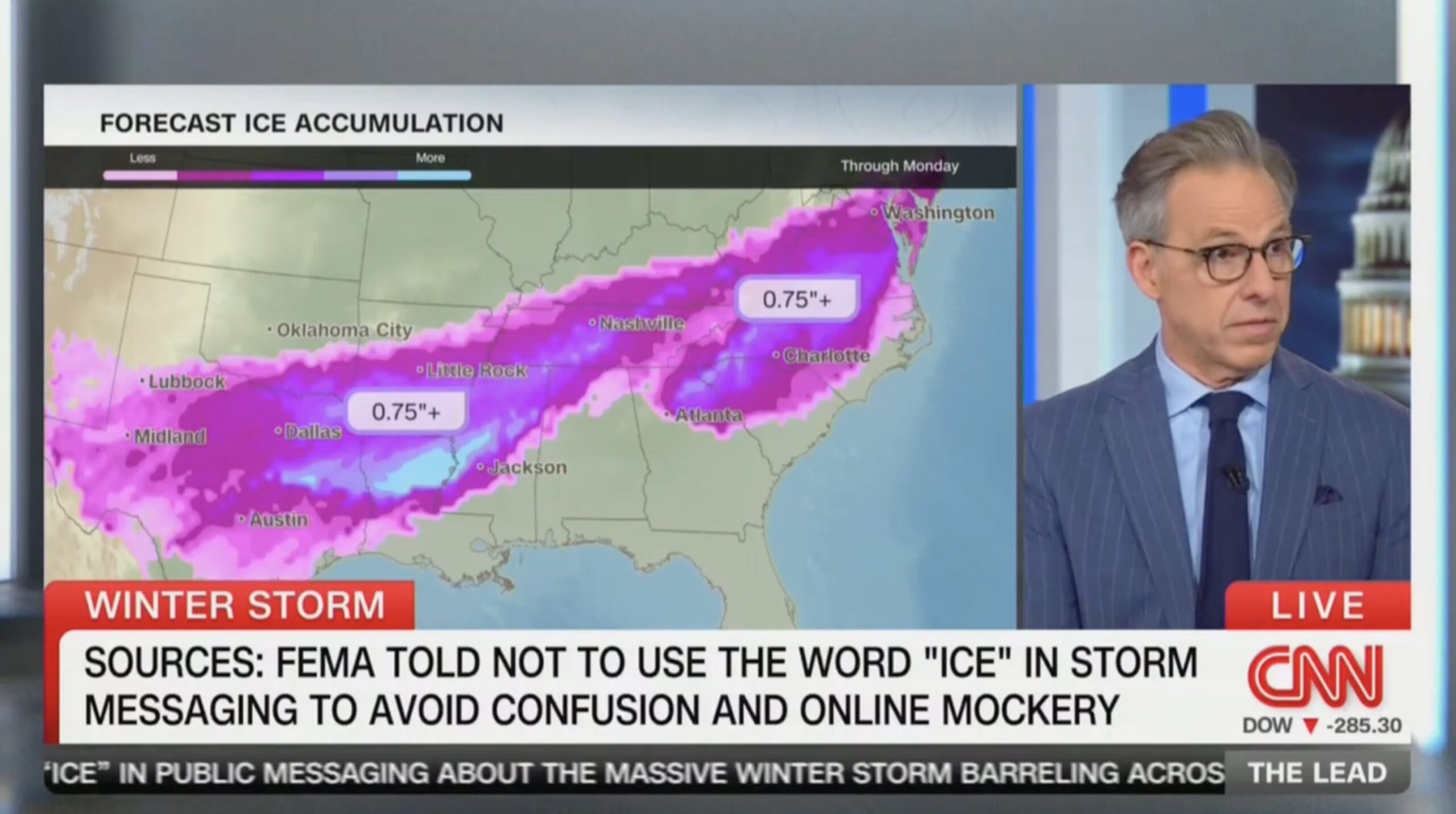 ‘Another Incredibly Idiotic Story’: Jake Tapper Can’t Believe Trump Officials Reportedly Told FEMA Not To Say ‘Ice’ Amid Winter Storm