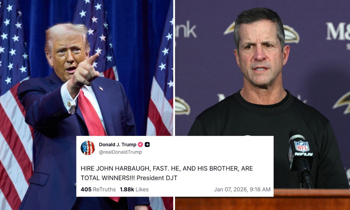 Trump Tells NFL Teams 'HIRE JOHN HARBAUGH' After His Firing
