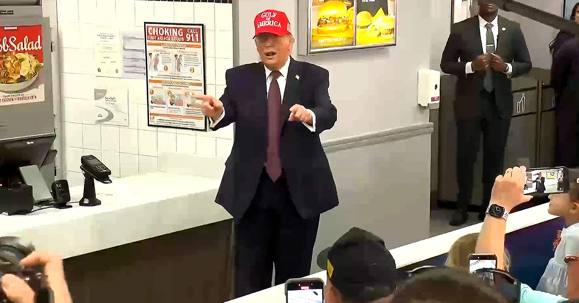 Diners Cheer As Trump Attacks Democrats in Burger Joint Stop: They're Crazy!'  Yes They Are!'
