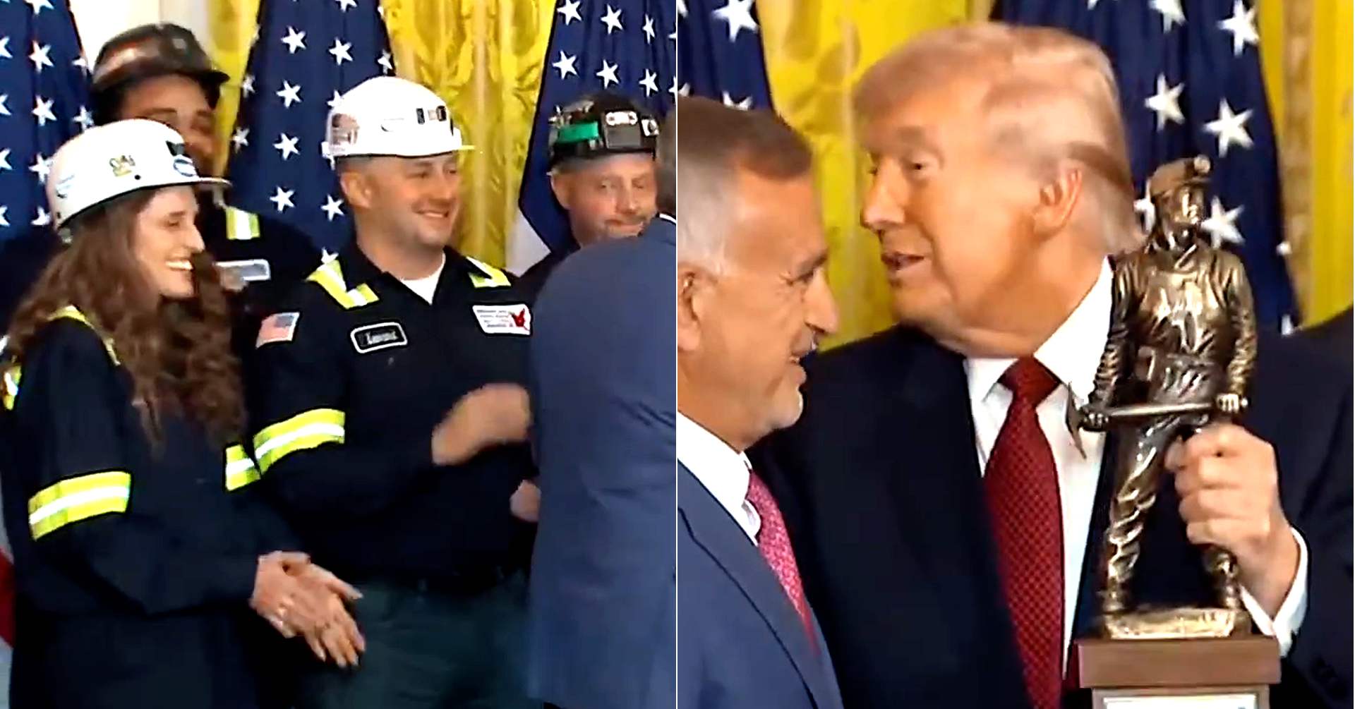 Even Attendees Laugh as Trump Gets Made-Up Award Trophy From Lobbyists at White House Event