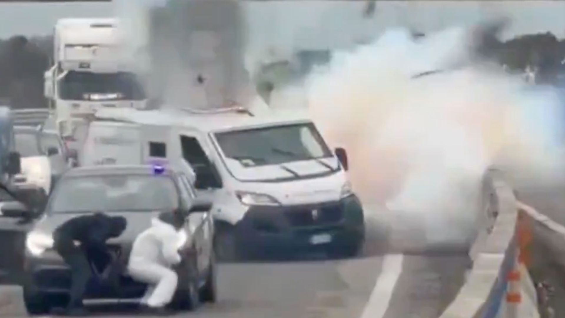 WATCH: Gang of Armed Robbers Blow Open Armored Truck in Brazen Highway Heist