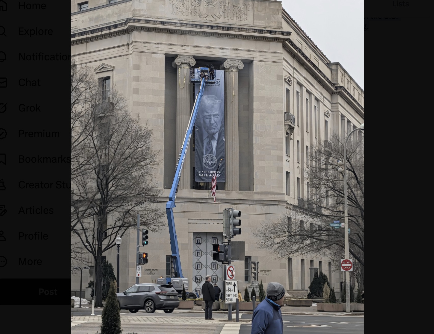 1930s Germany Vibes': Critics Slam White House For Installing Trump Banner on DOJ Building