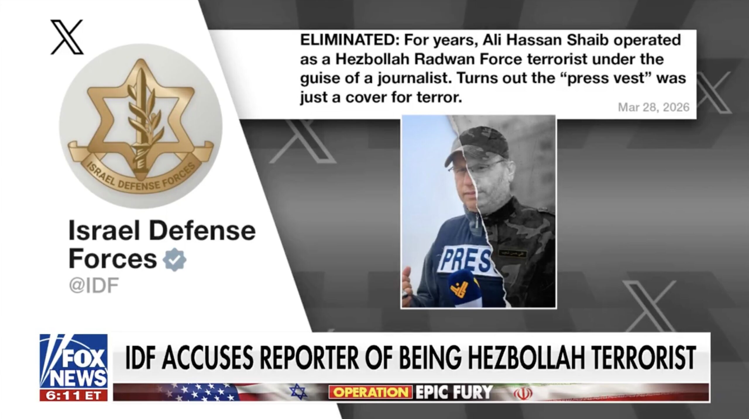 IDF Released Photoshopped' Image of Journalist Wearing Military Clothes After Blowing Him Up, Fox News Reports