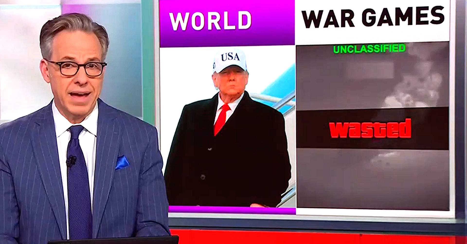 CNN's Jake Tapper Blasts Bonkers Trump War 'Hype' Videos