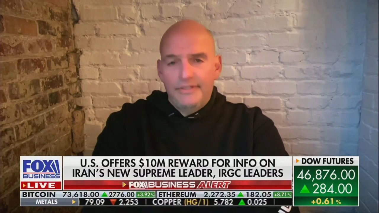 Fetterman Chides Media for Not Demanding Iran Supreme Leader Proof-of-Life, Mocks Regime With Weekend at Bernie's Jab