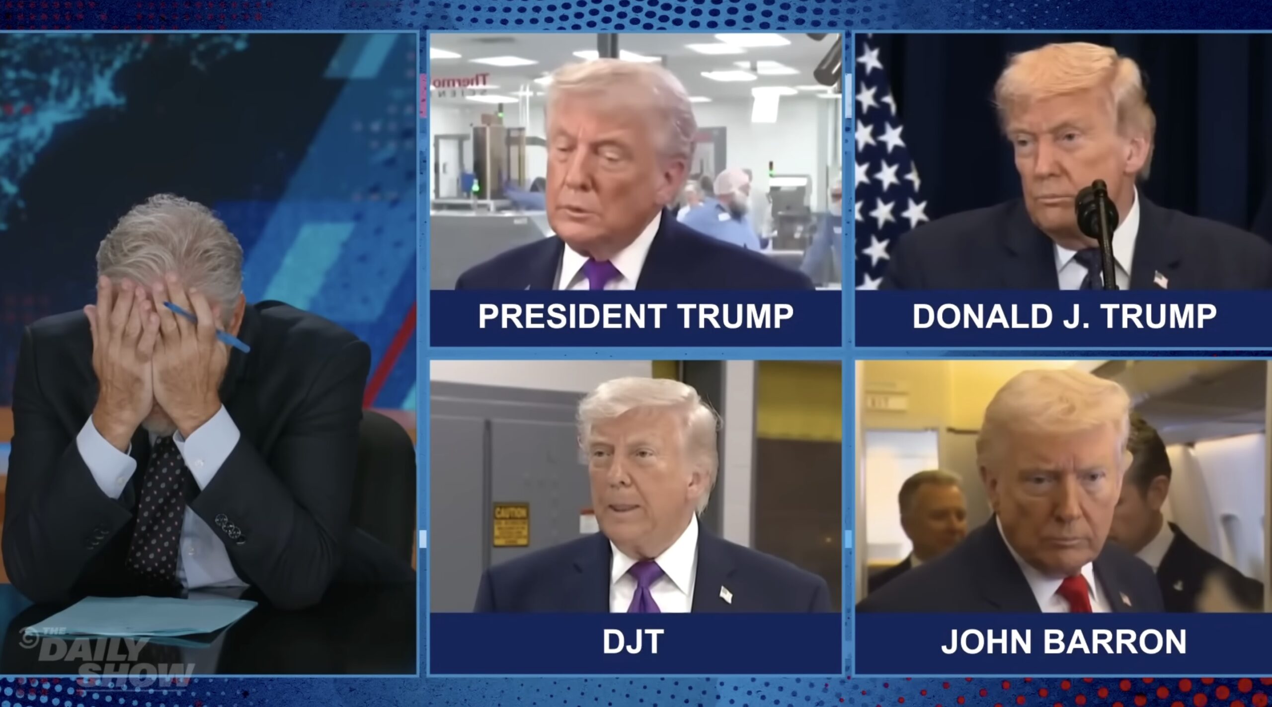 Motherf*cker!' Jon Stewart Mocks Trump's Contradictory Statements About War in Iran With Panel' of Trumps All Saying Different Things