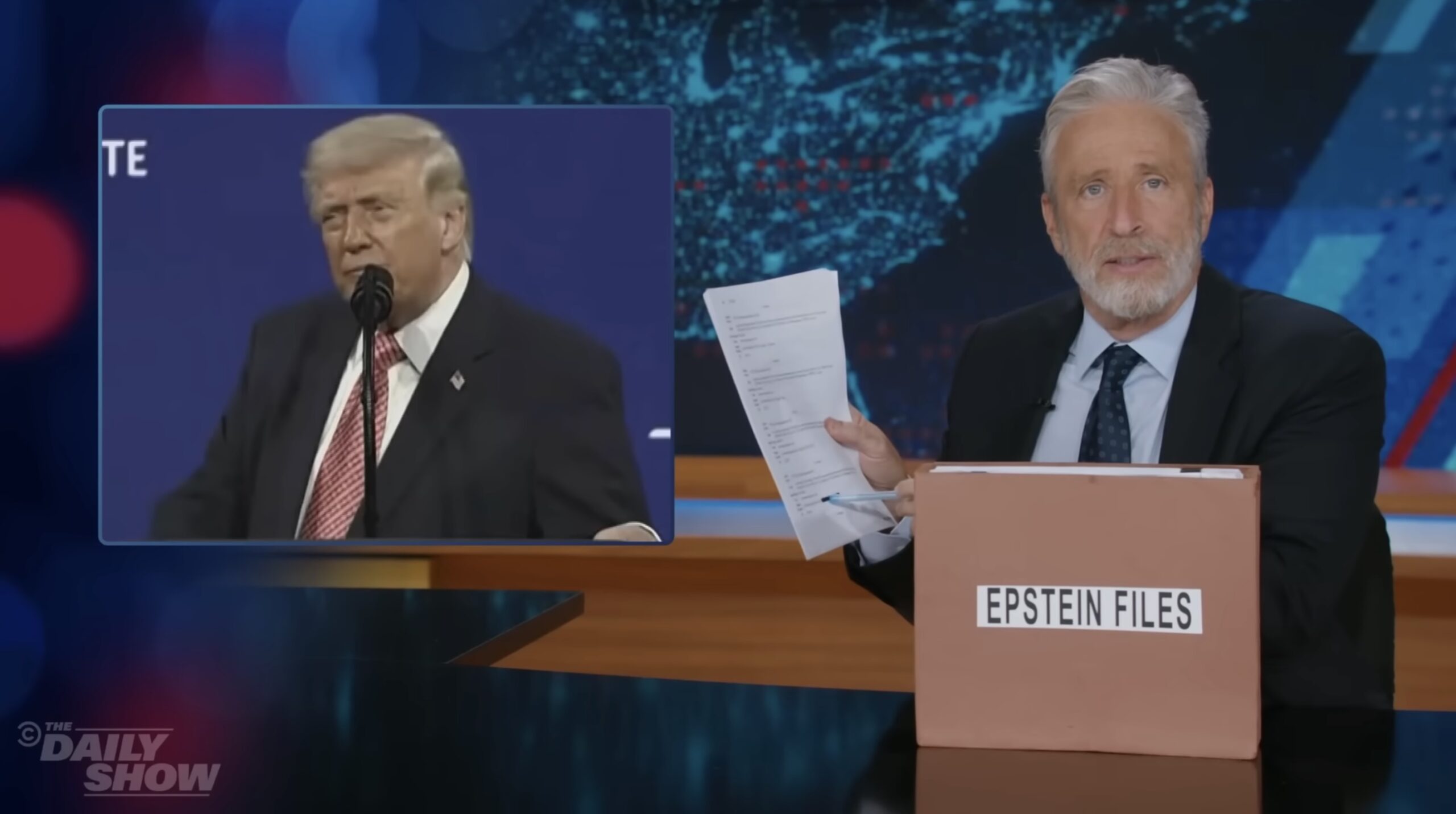 Is That Your F*cking Name?': Jon Stewart Mocks Trump With Epstein Files After He Says Reporters Can Ask Him About Sex'