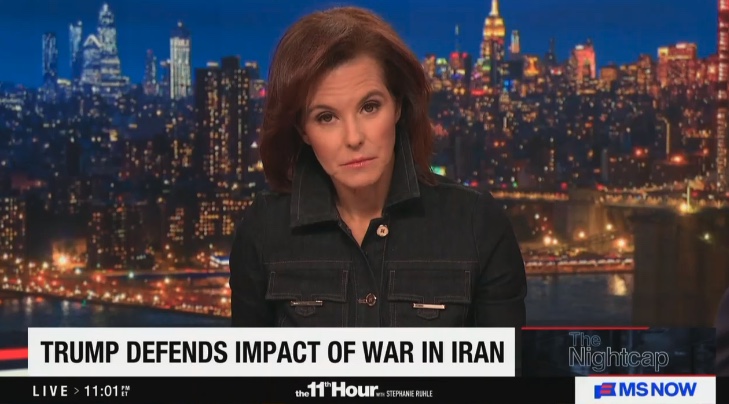 Stephanie Ruhle Hammers Trump Over His Description Iran War: Does That Sound Like a Little Excursion to You?'