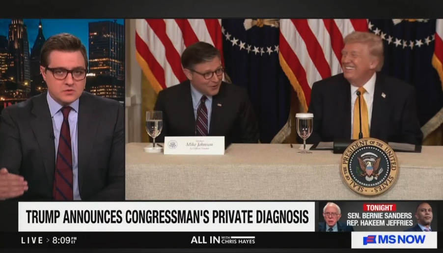 Have You Ever Seen Anything Like That in Your Life?' Chris Hayes Can't Believe Trump Blurted Out Congressman's Terminal' Diagnosis