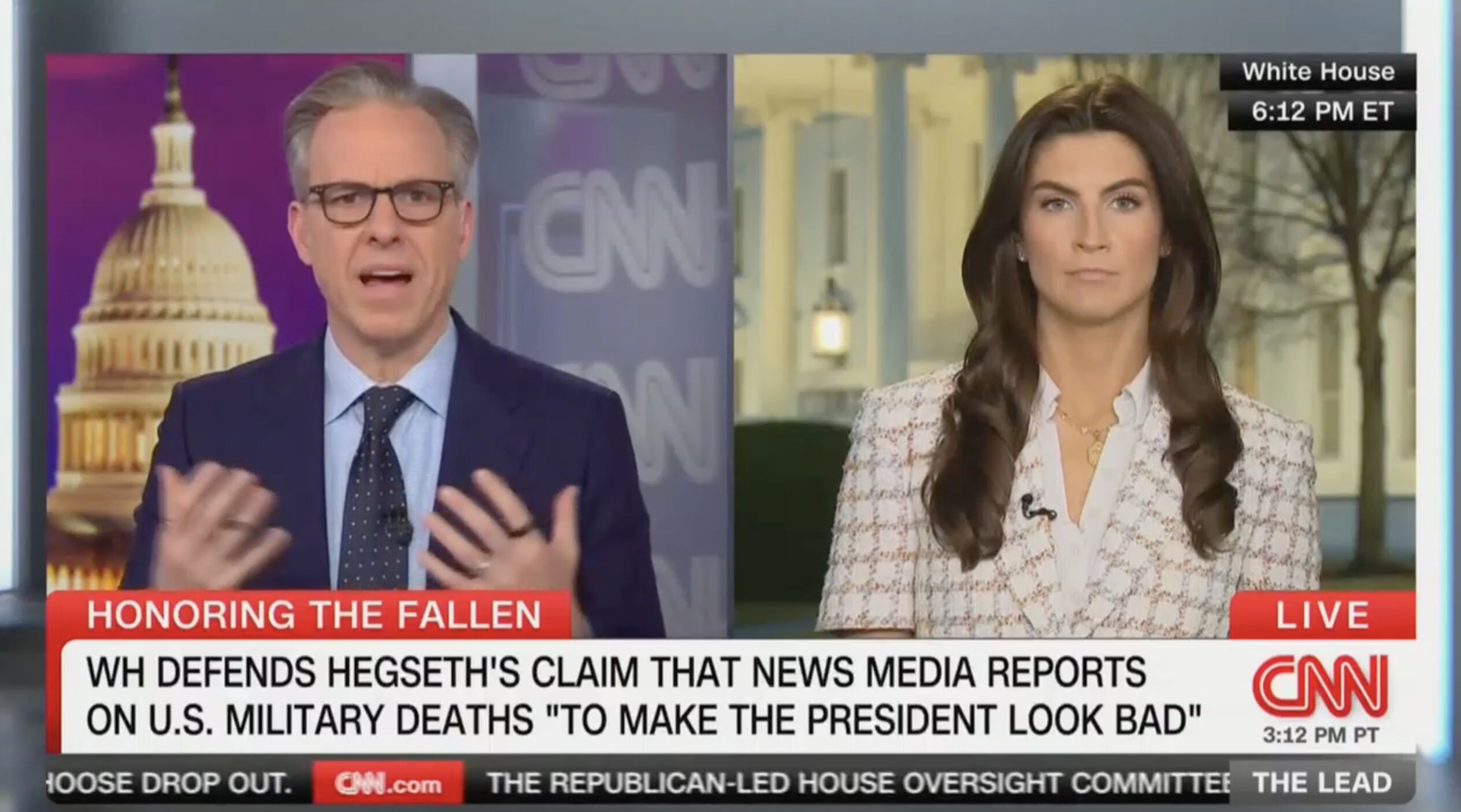 Tapper Slams Leavitt for Claiming Media Reported Troop Deaths to Damage Trump