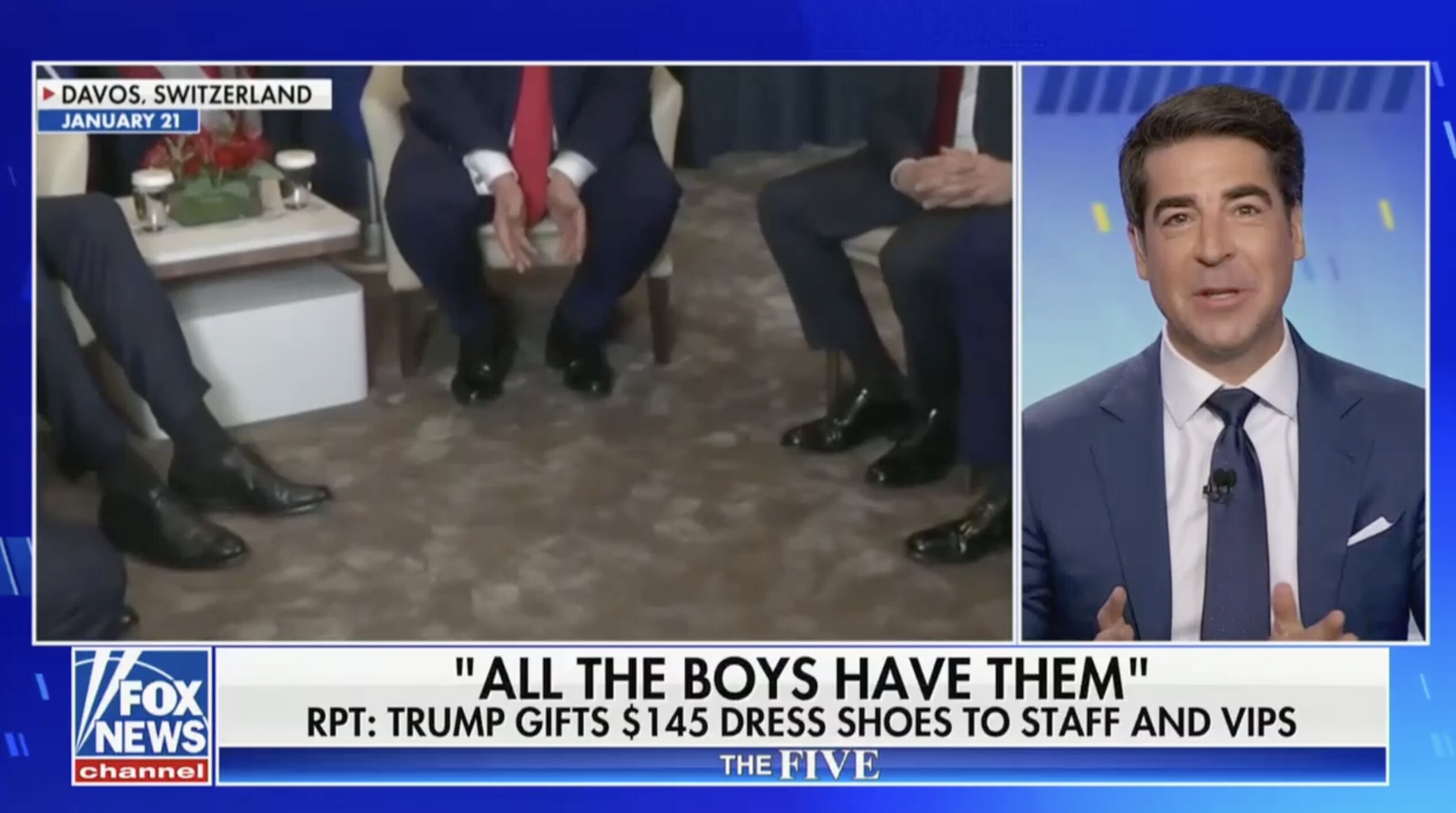 Jesse Watters Tells Co-Hosts That Shoes Aren't the Only Clothing Item Trump Has Gifted