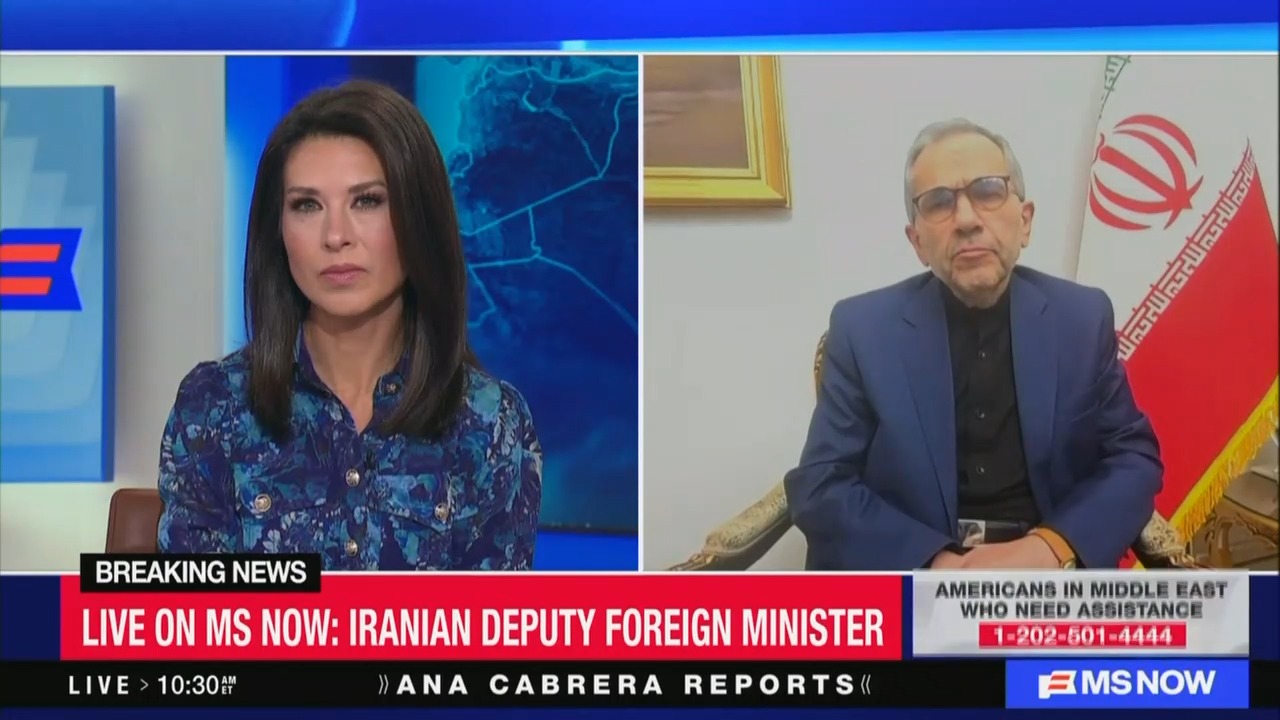 MS NOW’s Ana Cabrera Presses Iranian Minister on Citizens Being Blocked From the Internet