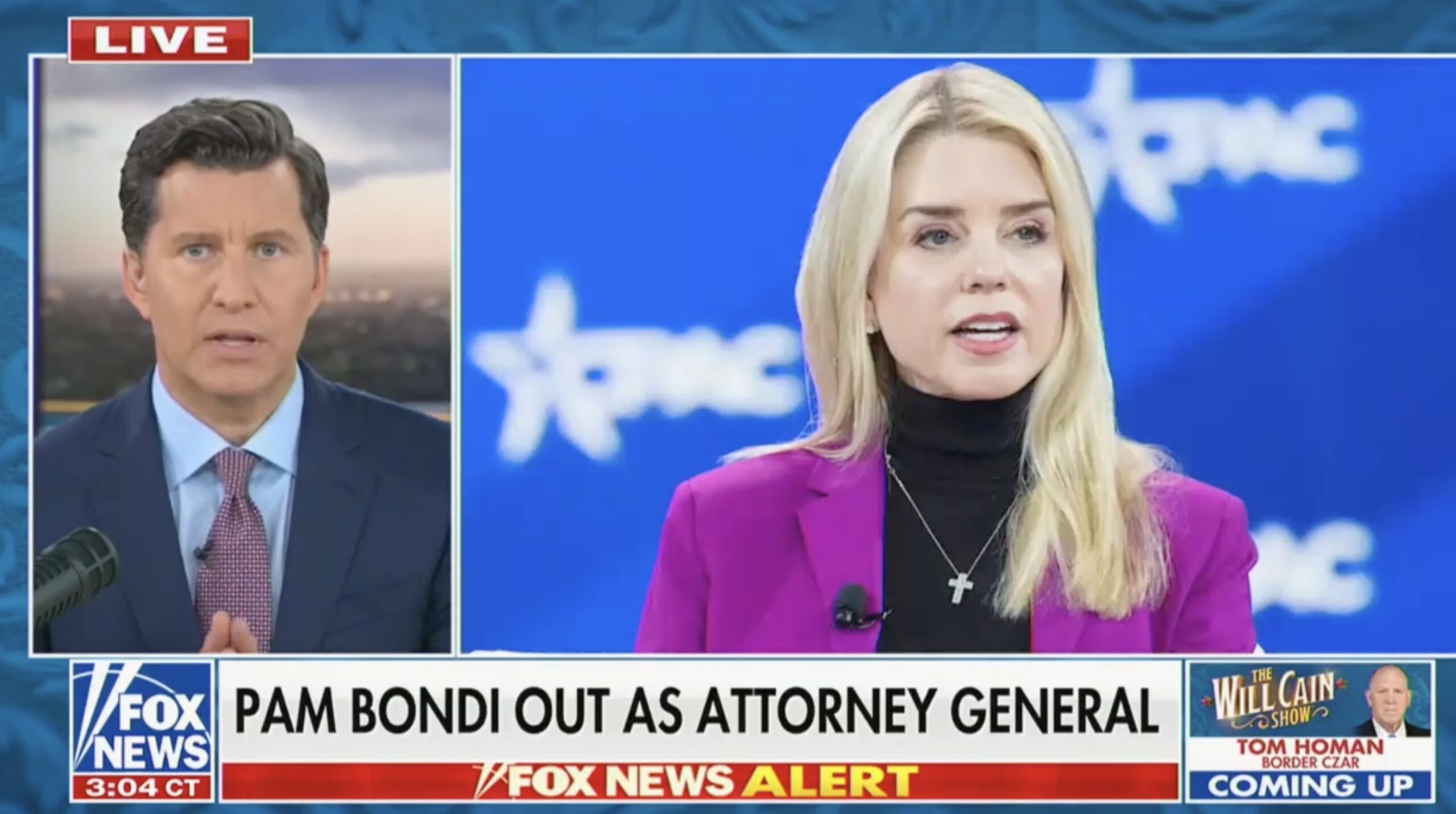 Fox's Will Cain Praises Bondi's 'Productive' Run as AG