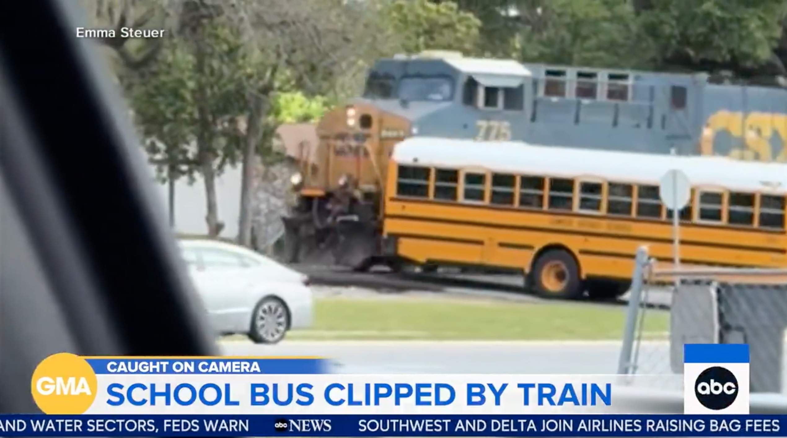 Six Inches' From Disaster: Florida School Bus Carrying Children Clipped by Freight Train