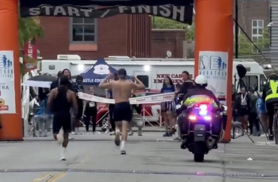 WATCH: Marathon Runner's Premature Celebration Costs Him the Win Right at the Finish Line