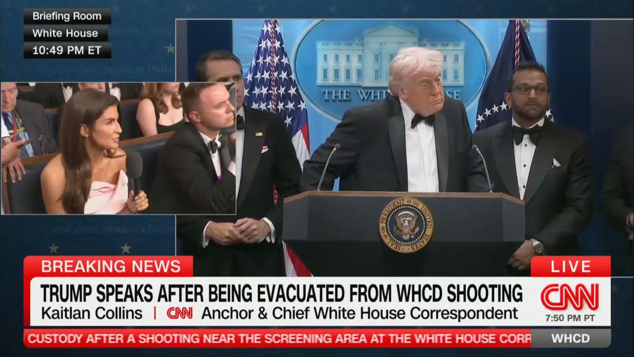 CNN's Kaitlan Collins Asks Trump If His Team Was Aware of Any Threats' Before WHCA Dinner Shooting