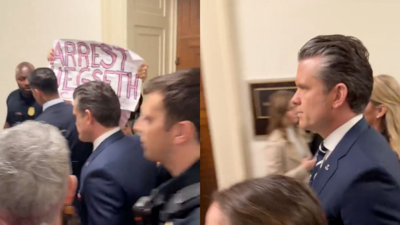 WATCH: Protesters Berate War Criminal' Hegseth on Capitol Hill