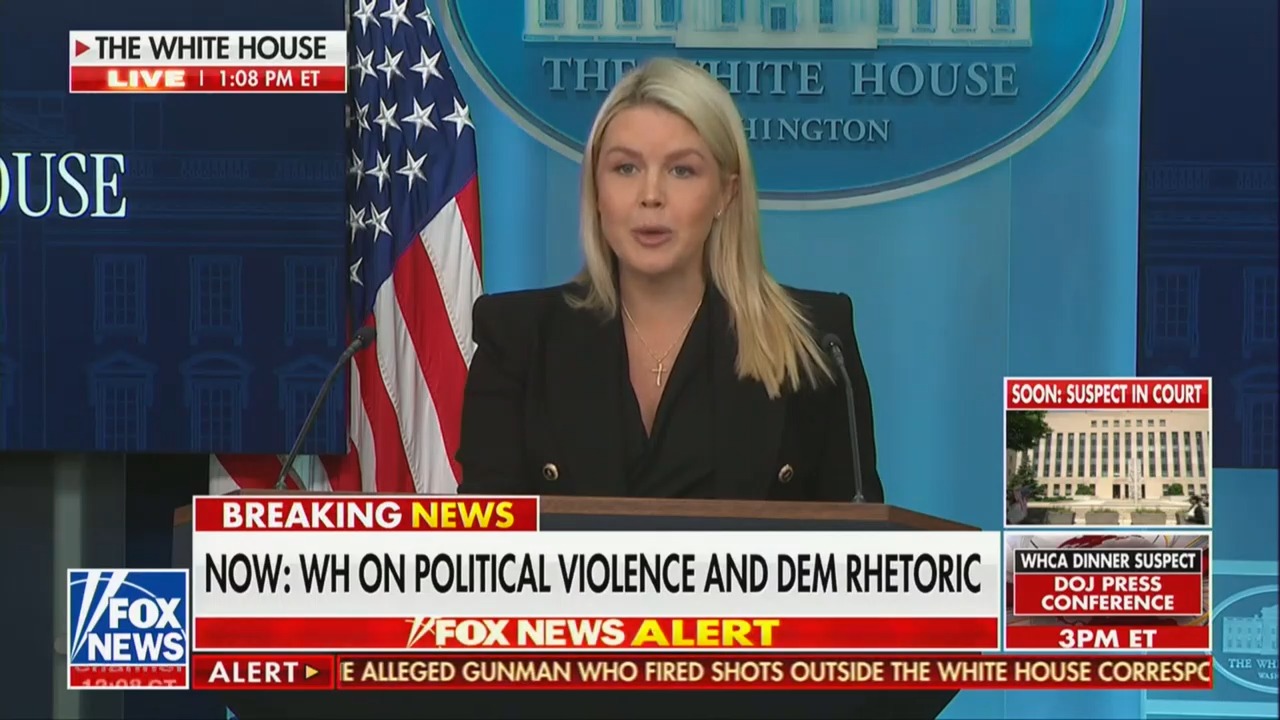 Karoline Leavitt Blames Left-Wing Cult of Hatred' for Dinner Shooting From WH Podium