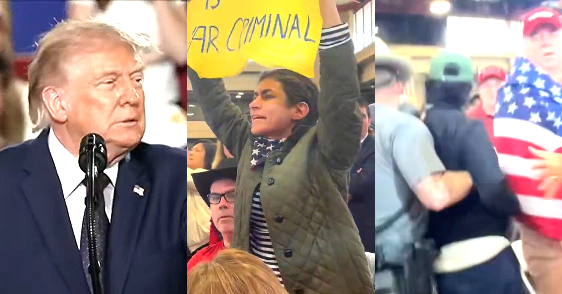 F*CK YOU!' Trump Fans Verbally Assail Hecklers Protesting Over ICE, War Cimres' At Trump Rally