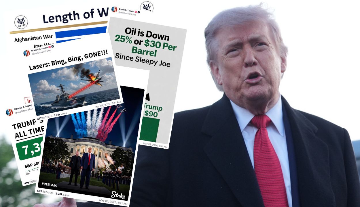 Trump Goes on Early-Morning Picture-Sharing Spree, Including Bizarre Meme About Lasers