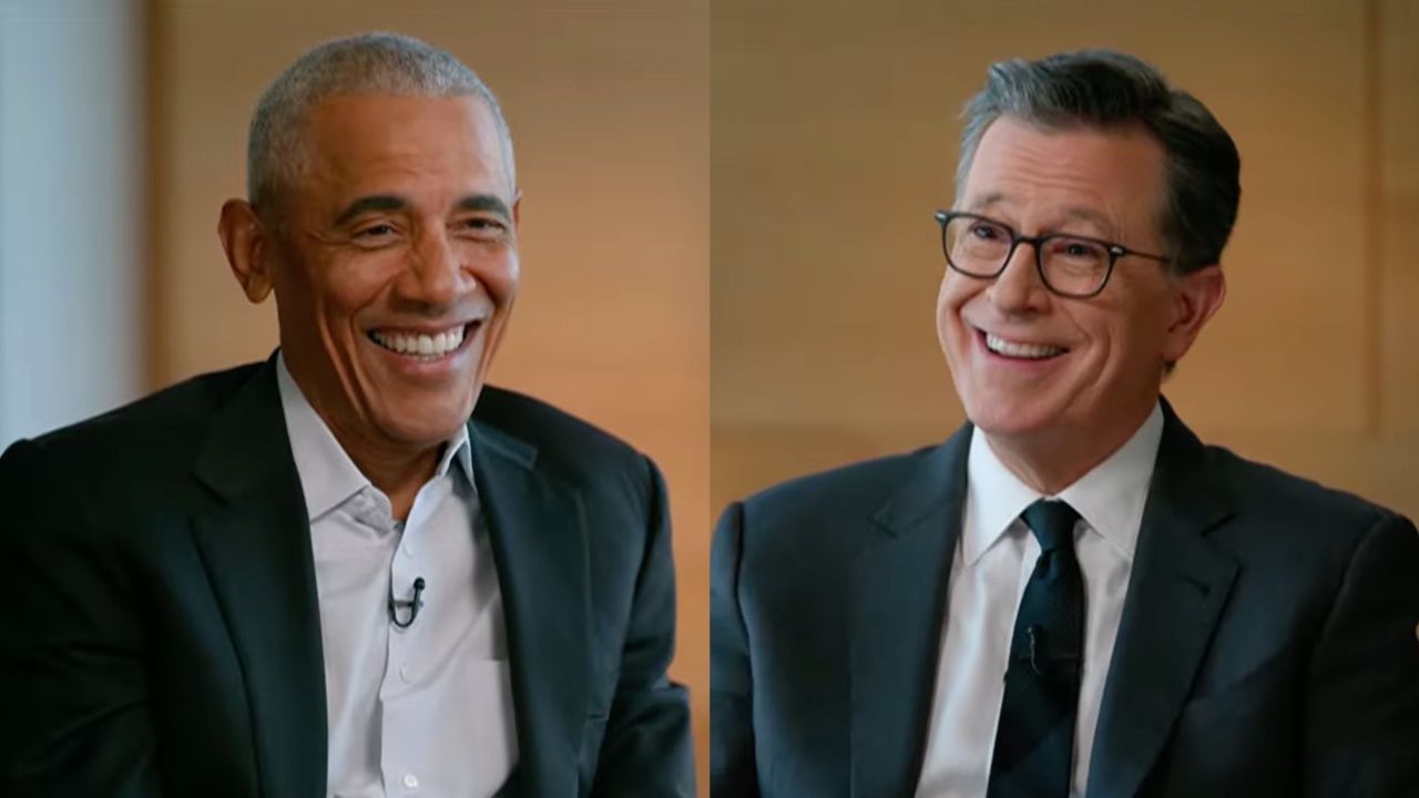 Obama Slips Pointed Jab at Trump as He's Asked About a Colbert White House Run