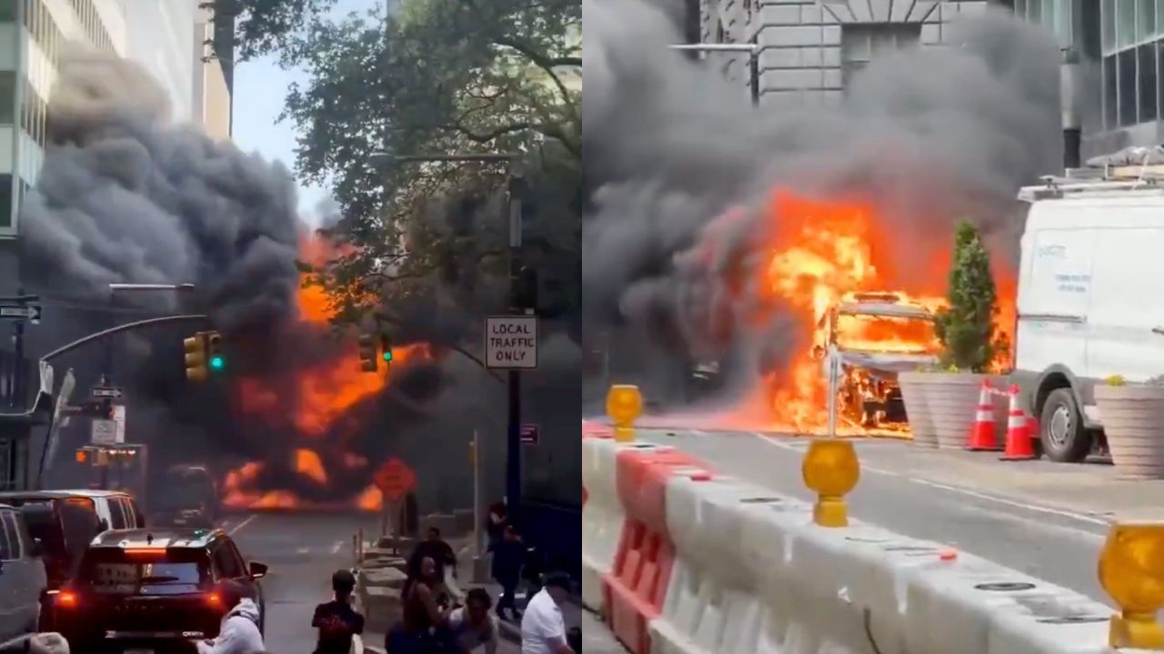 WATCH: Car Explodes, Bursts Into Flames Just Steps From Wall Street's Charging Bull Statue