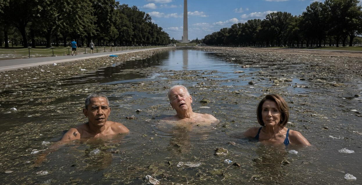 ‘Dumacrats Love Sewage’: Trump Posts Image of Obama, Biden Bathing in Feces