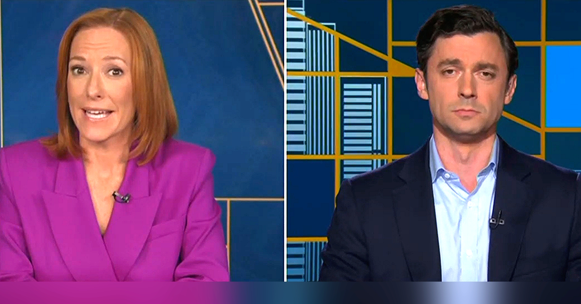 Jen Psaki Confronts Jon Ossoff With Trump Jerk ! Off Attack