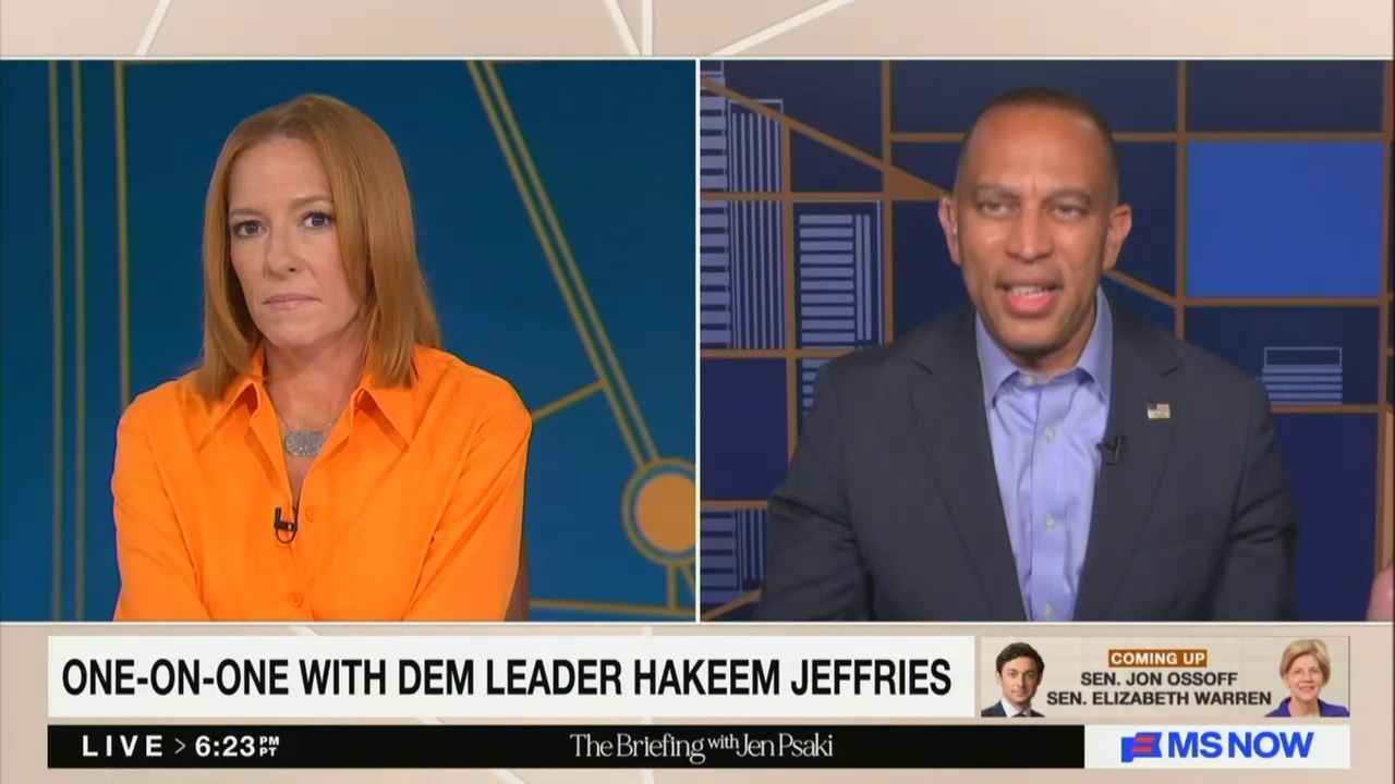 Hakeem Jeffries Pushes Back After Jen Psaki Hypes Anti-Israel Momentum on MS NOW