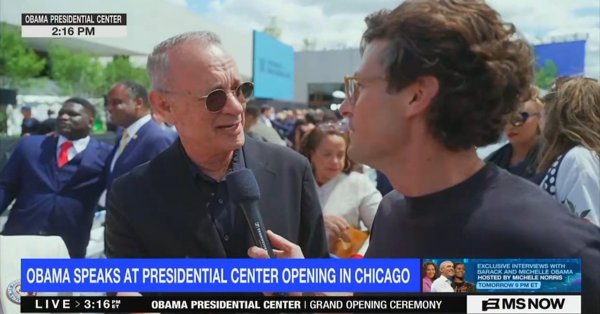 Tom Hanks Drops Zinger About MS NOW’s Ratings Live On Air