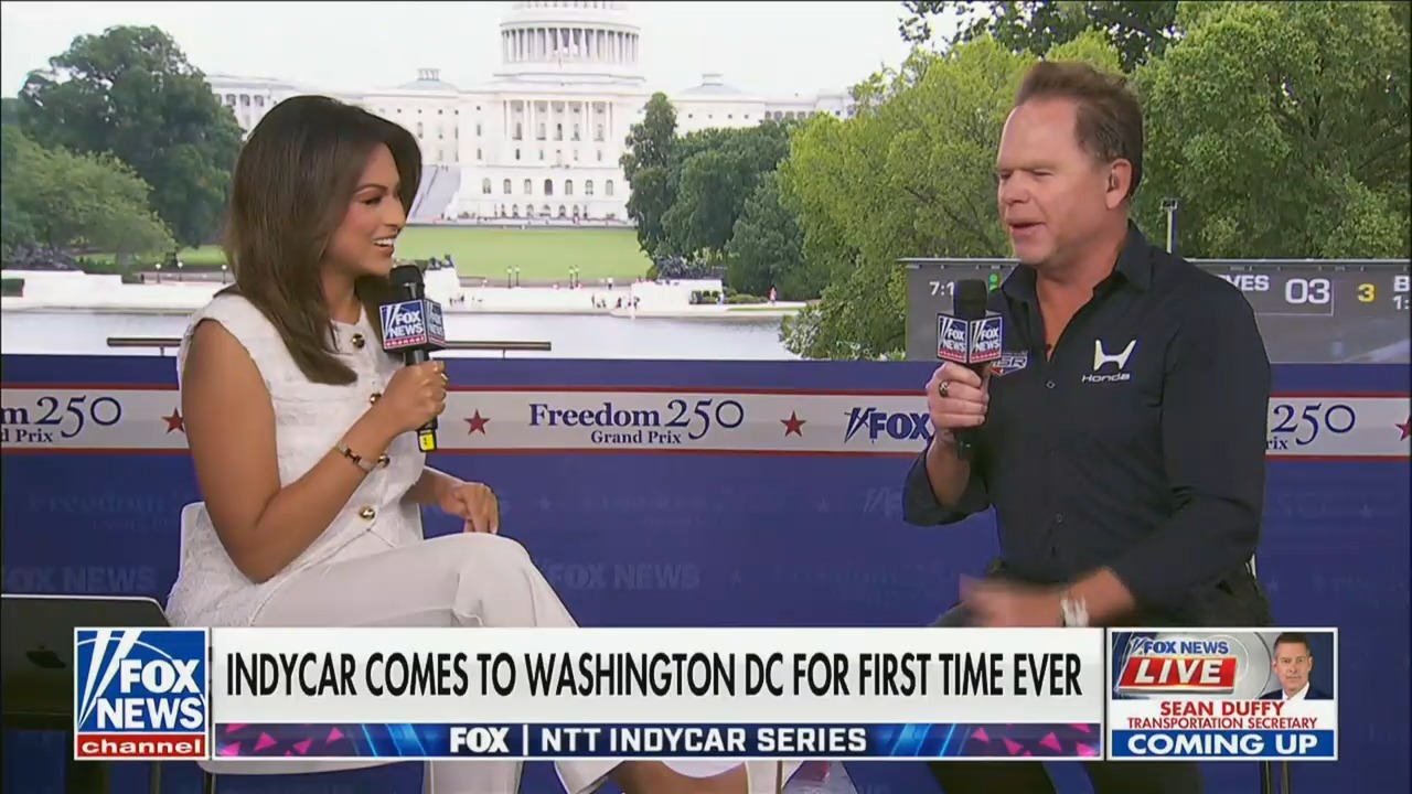 Image for ‘It’s Very Loud!’ Fox Anchor Drowned Out While Reporting From Freedom 250 Grand Prix