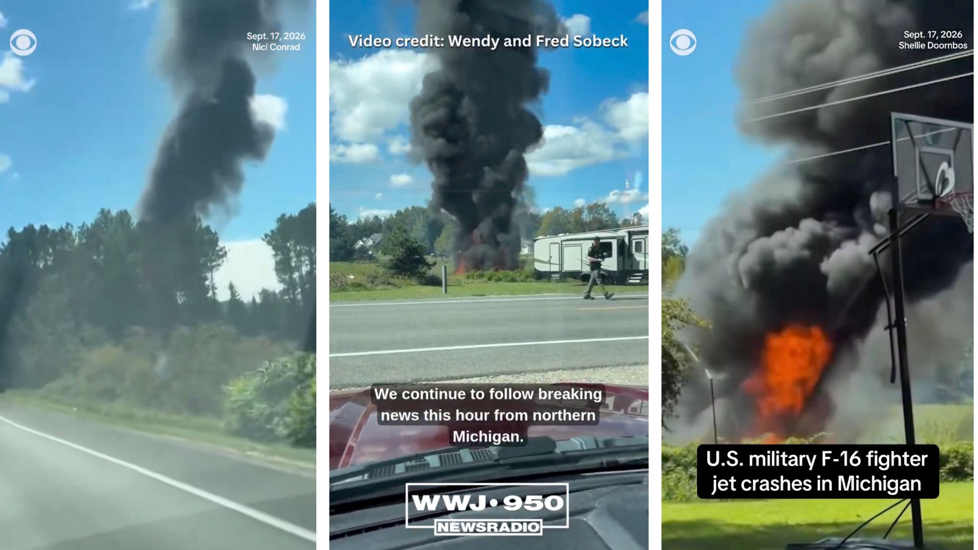 F-16 Destroyed in Fiery Crash in Michigan After ‘Mishap’